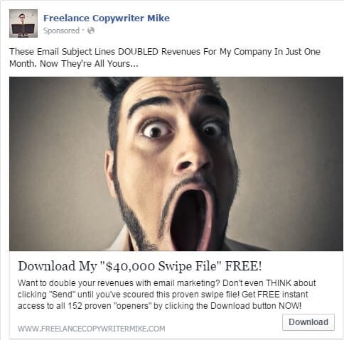 Freelance Copywriter Mike Facebook Ad Examples