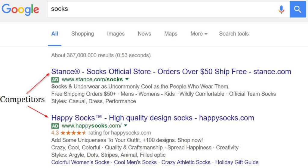 Finding Competitors using Google search ads
