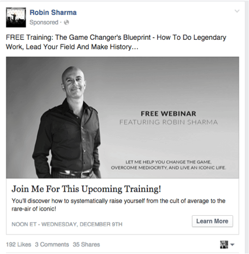 robin-sharma Facebook Ad Examples