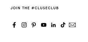 Cluse hashtag and social media buttons