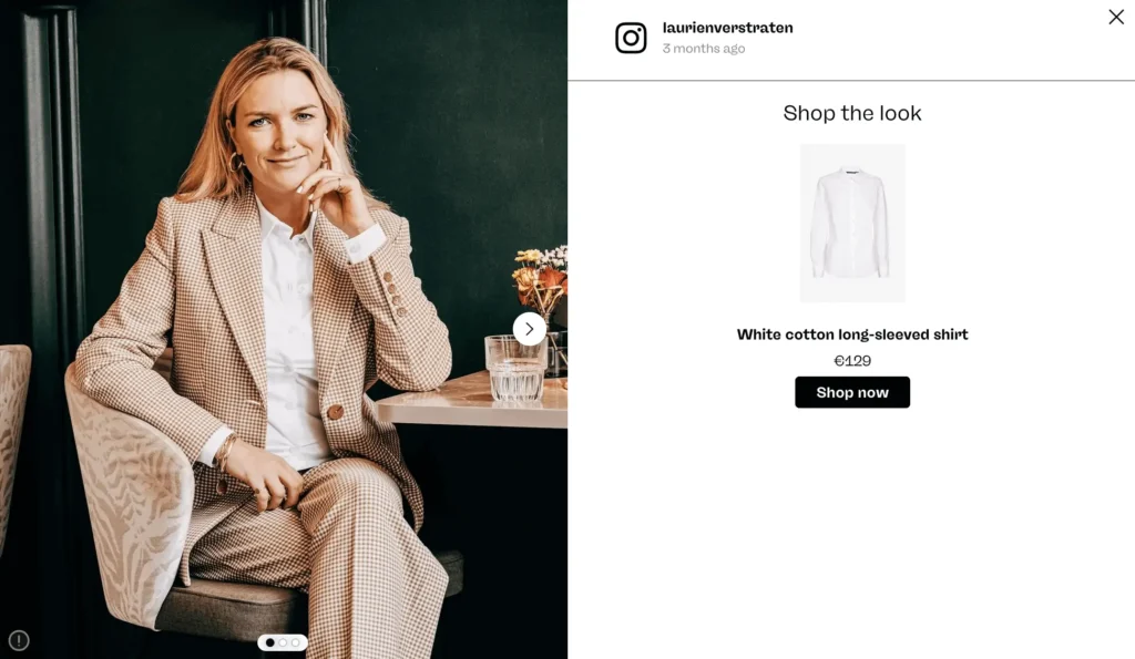 Woman Wearing White Shirt and Linked UGC on Xandres Website