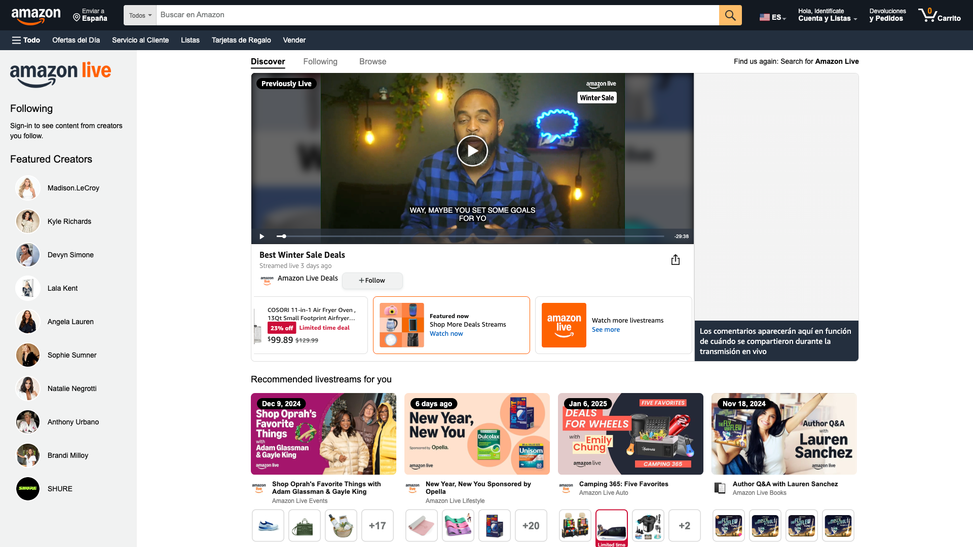 Amazon Live shoppable content platform 