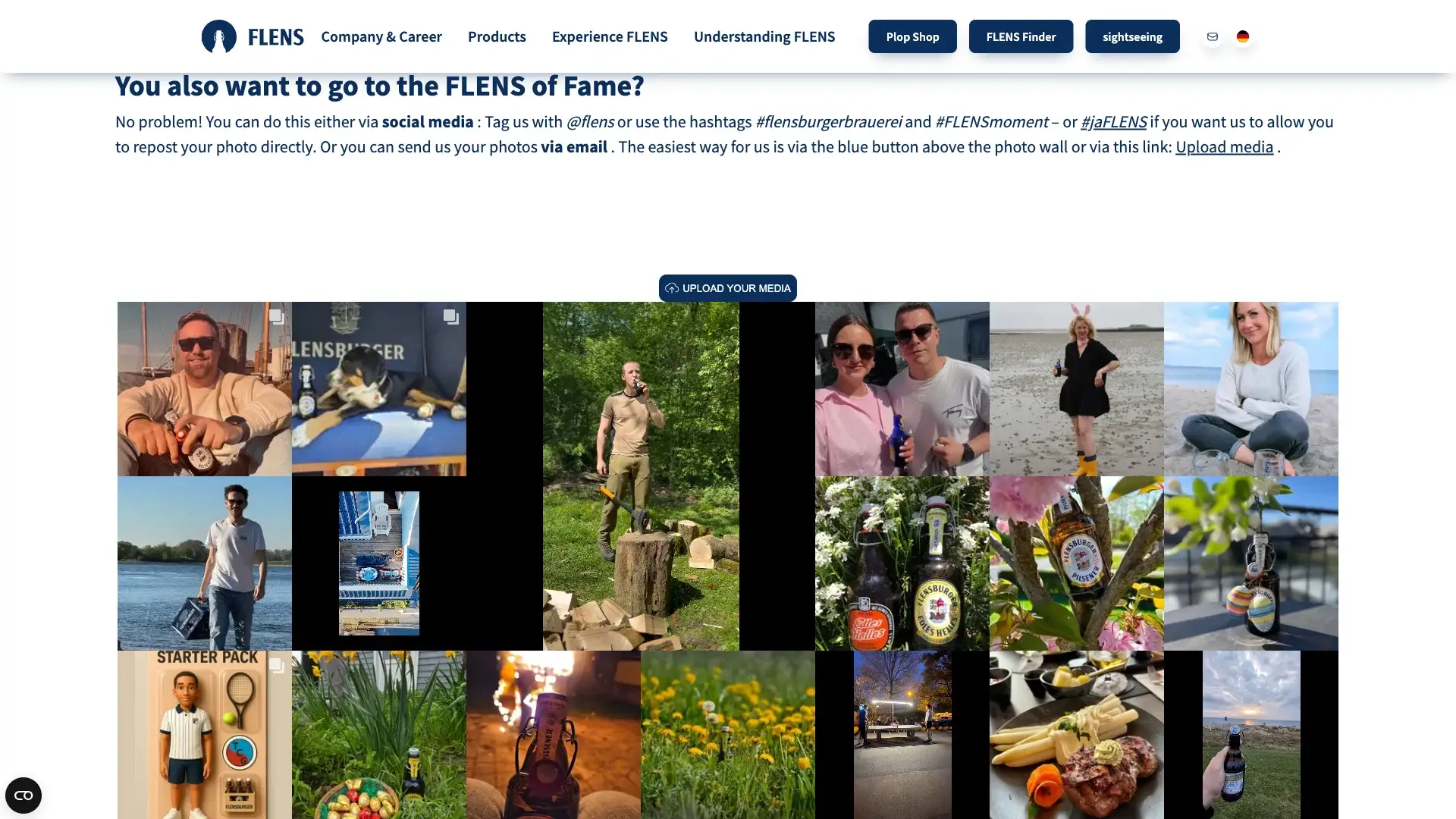 A gallery on the Flens website showcasing their customer content.
