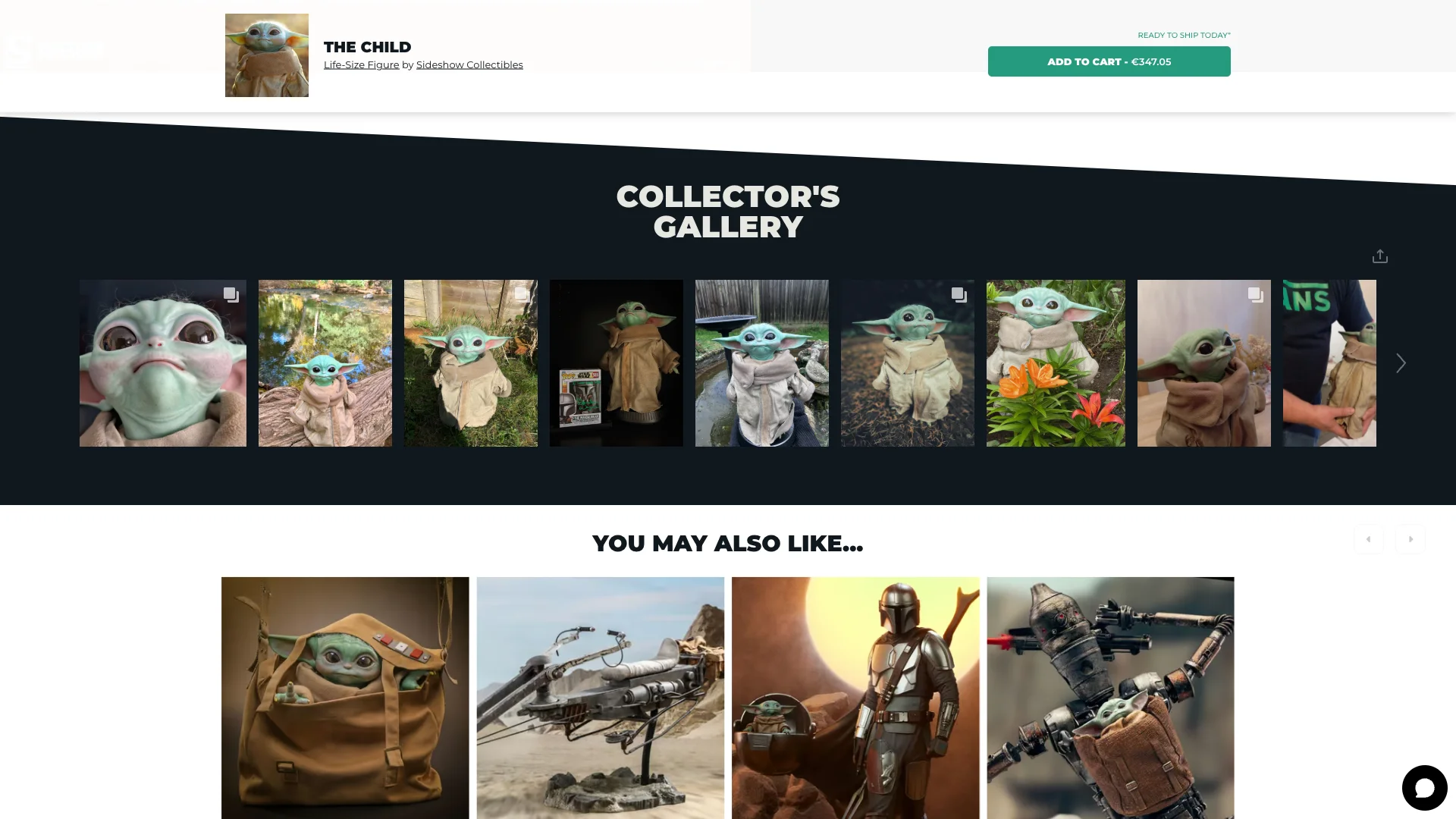 A UGC gallery implemented on the Sideshow Collectibles website, showcasing customer photos of their products