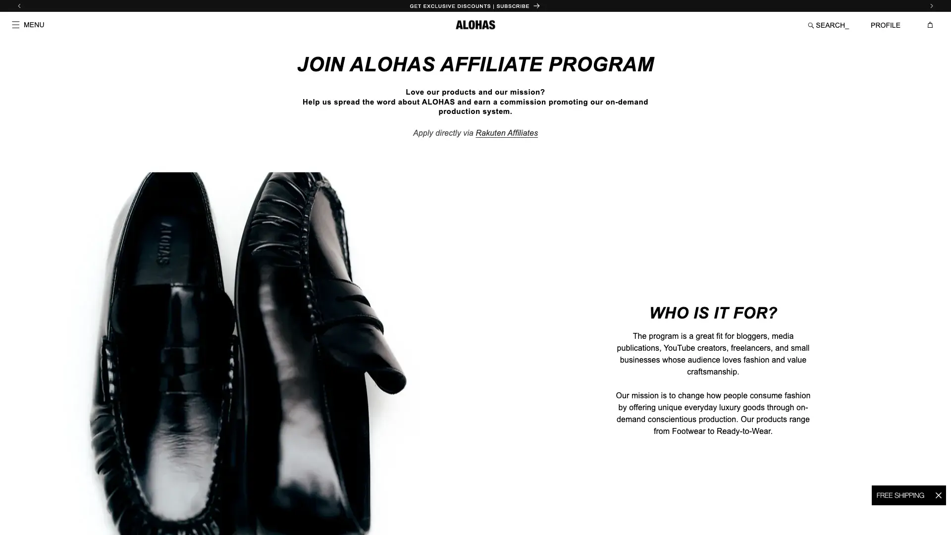 Alohas' affiliate program
