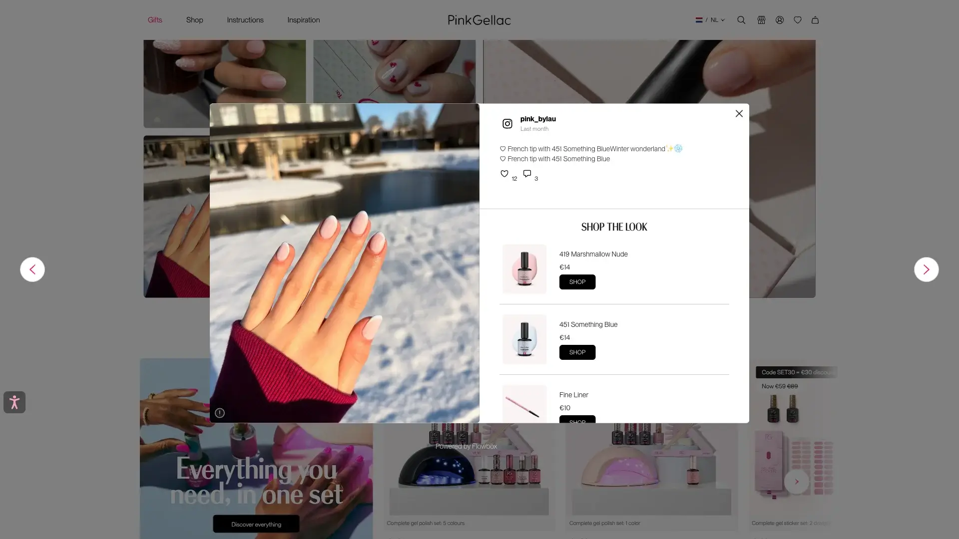 Pink Gellac's shoppable gallery on their homepage