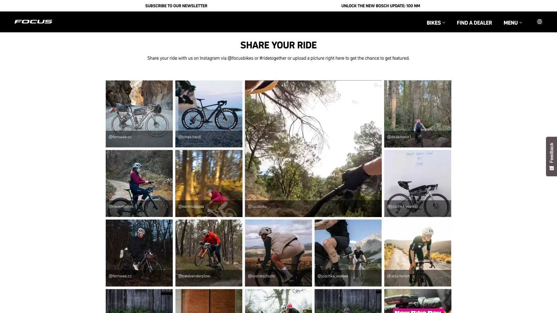 Focus Bikes' home page gallery