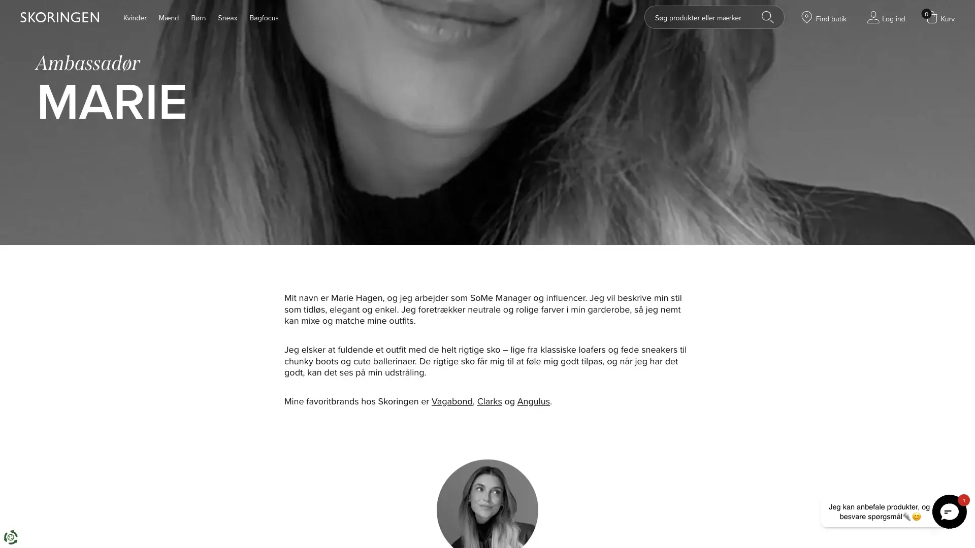 Skoringen's page about brand ambassador @marieghagen